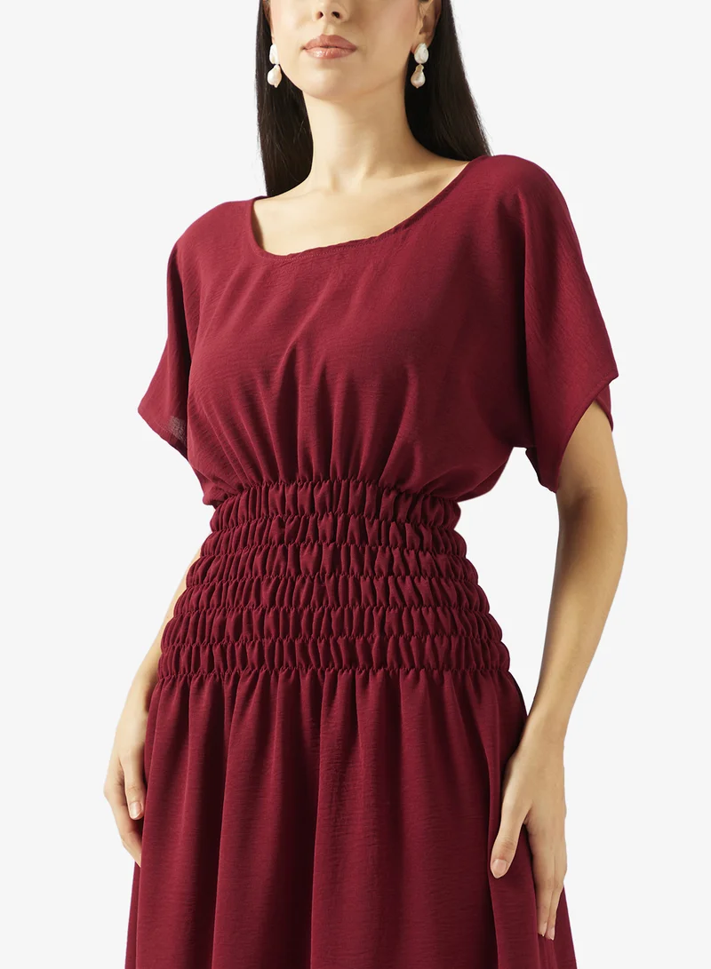 hayas closet  Square Neck Belted Under Abaya Dress for Women | Best Price UAE